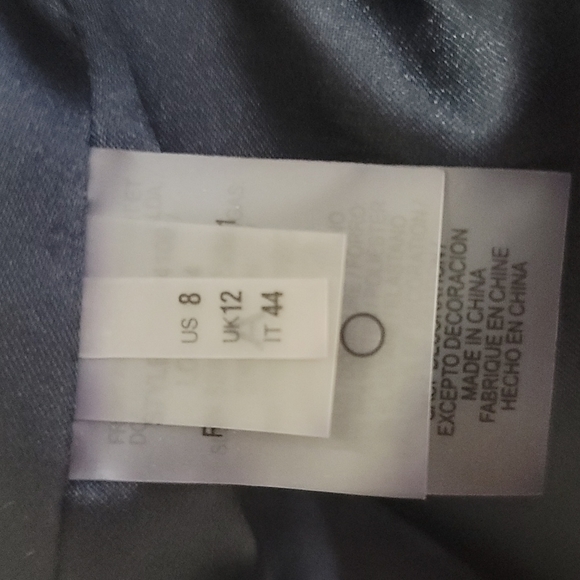 Elie Tahari Navy zippered front mixed media jacket with chain hem - Picture 7 of 8